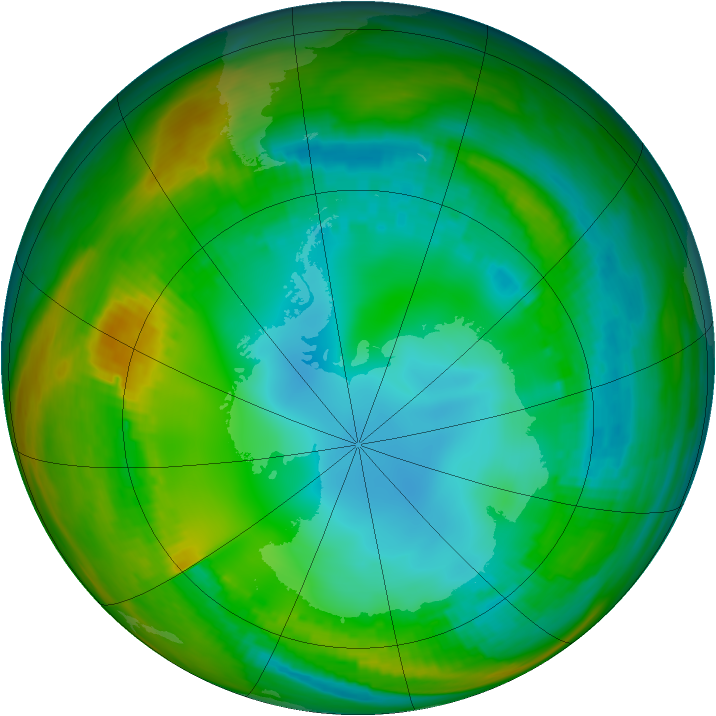Antarctic ozone map for 26 July 1989